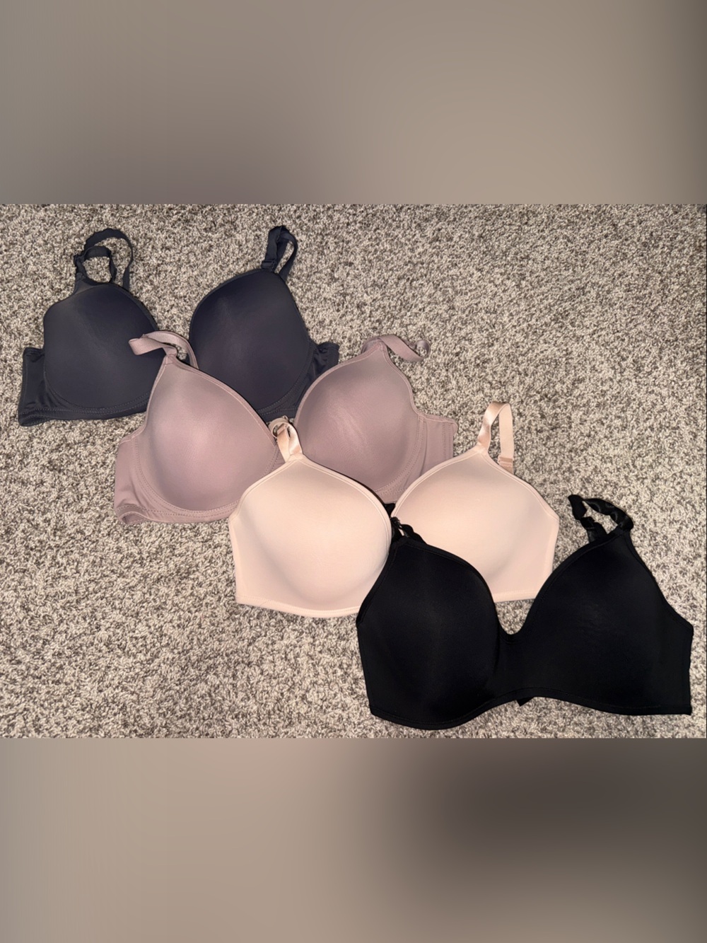 Everyday Smooth T-Shirt Bra Pack - Black, Blush, Mauve, Charcoal 36D